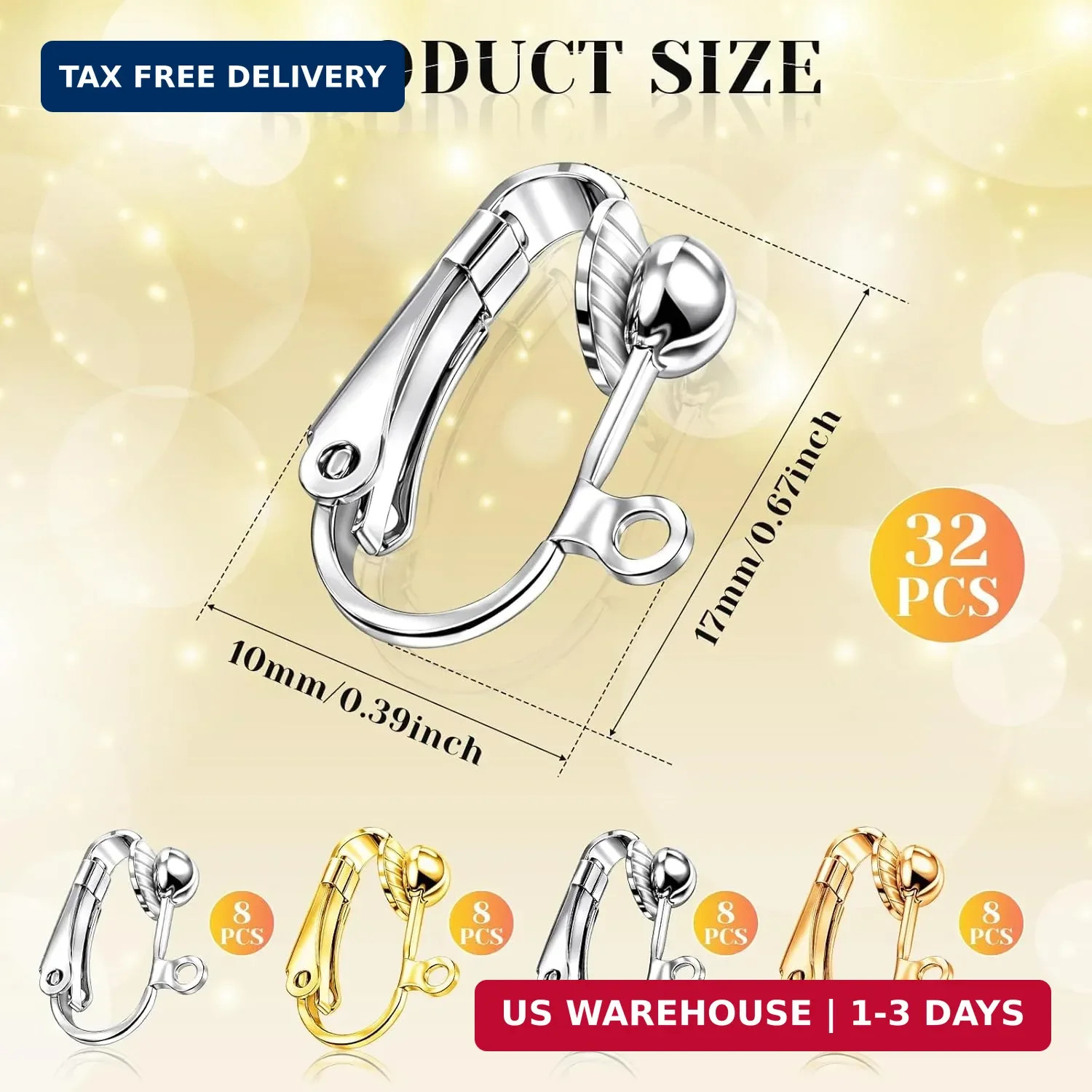 32 Pieces Earring Converters Pierced to Clip, Non-Pierced Earring Clips with Sil