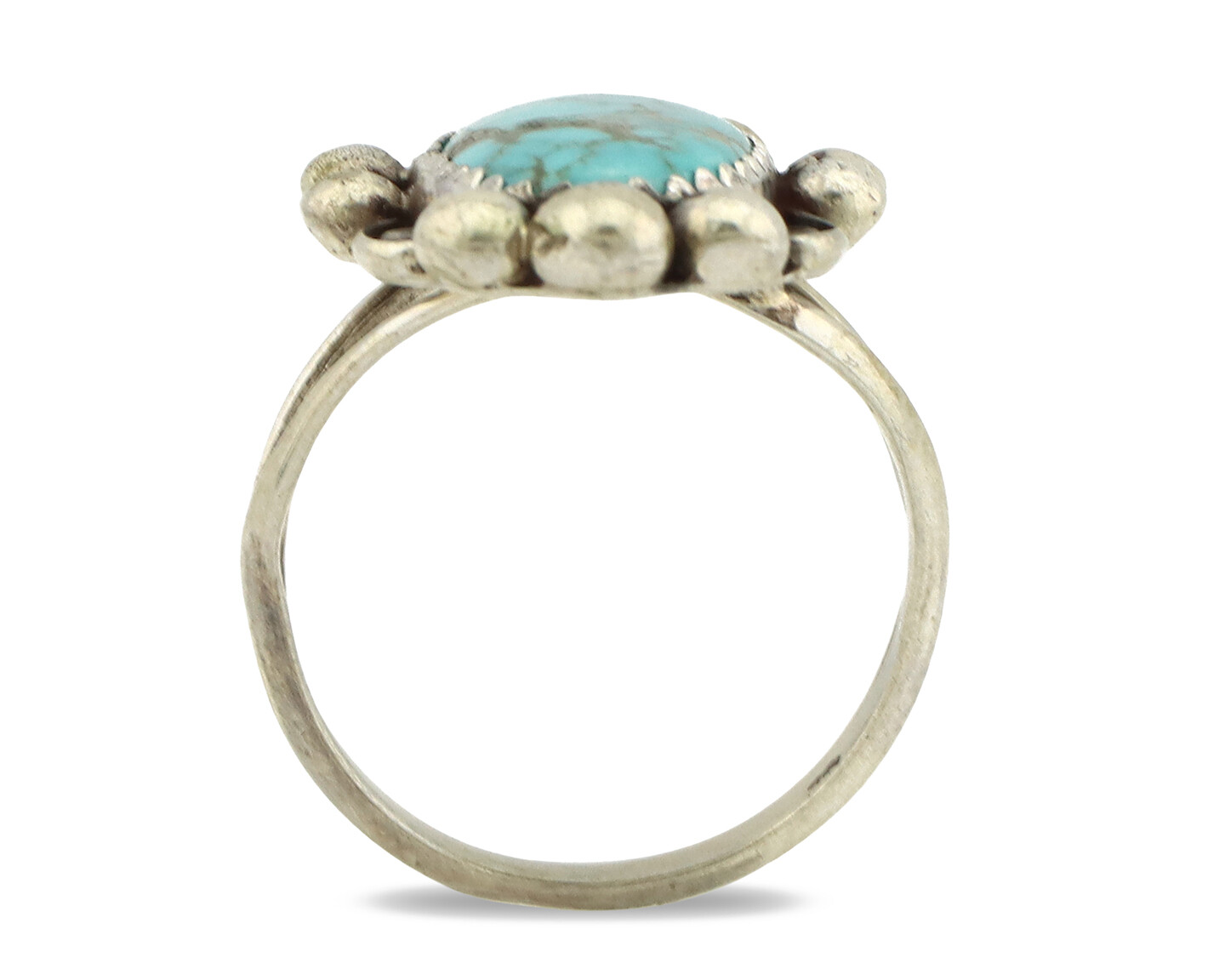 Navajo Ring .925 Silver Blue Spiderweb Turquoise Artist Signed Talhat C.90’s