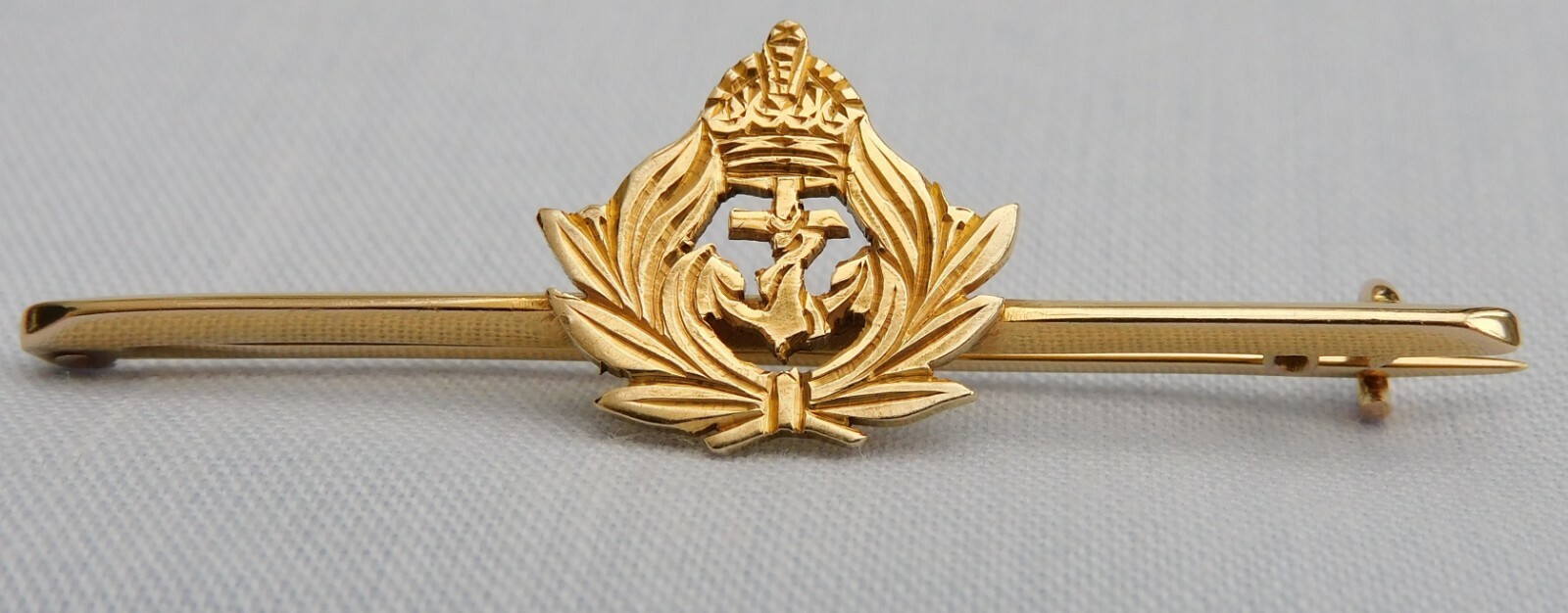 RARE WORLD WAR 1 WW1 9CT YELLOW GOLD ROYAL NAVY SWEETHEART BAR BROOCH 2.6g