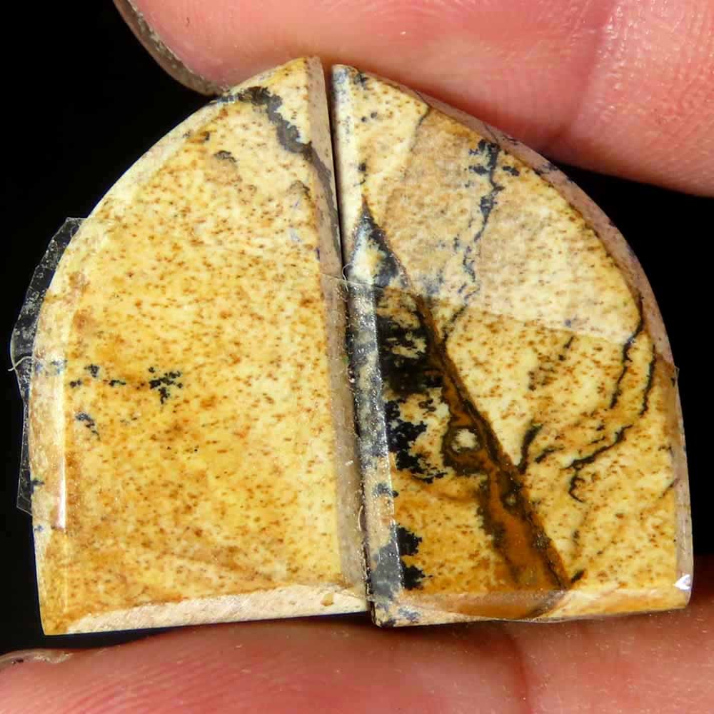25.30Cts.100% Natural Designer Picture Jasper Fancy 12x22x4mm cab Pair Gemstone