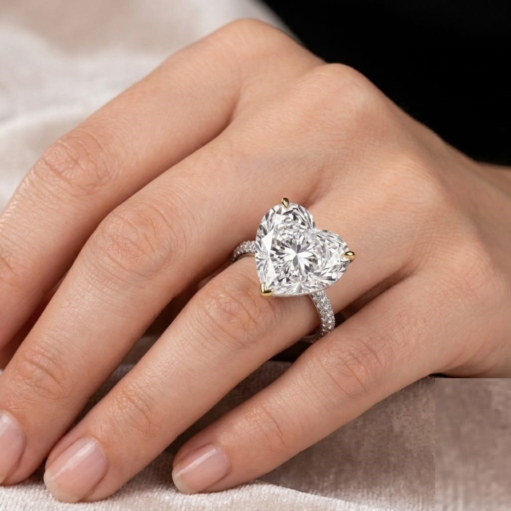 8.00 Ct Certified Heart Shape White Natural Diamond Engagement Ring Great Shine