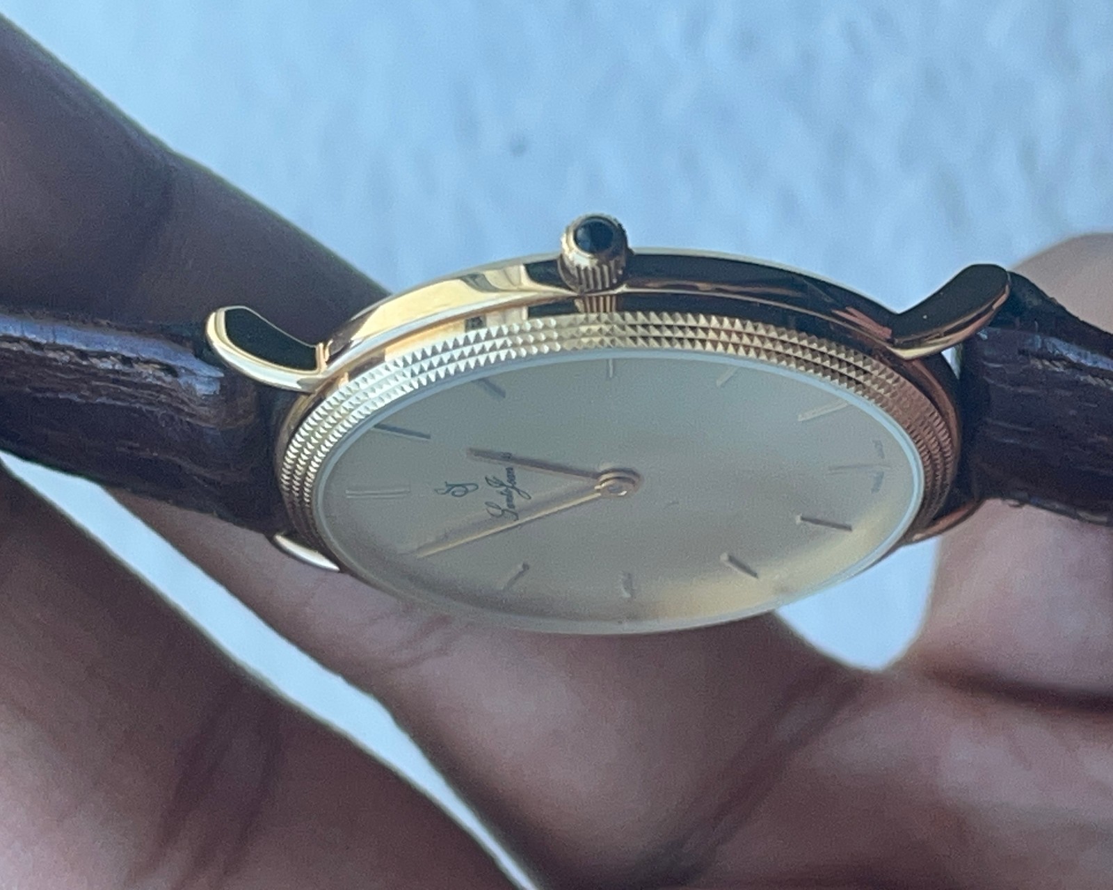 Santo Joannes ETA 7001 Hobnail Manual Hand Wind Gold Plated Dress Watch 35mm
