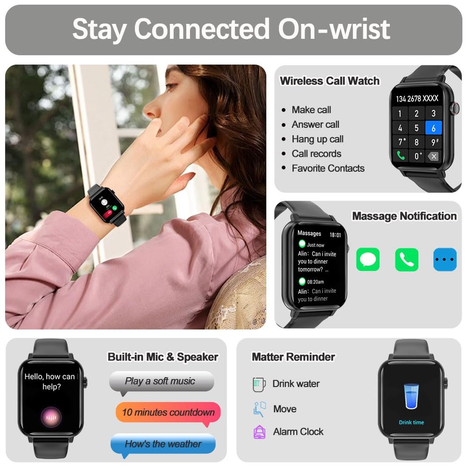 Smart Watch for Women Men, Answer/Make Calls, 60 Days Extra-Long Battery, 110…