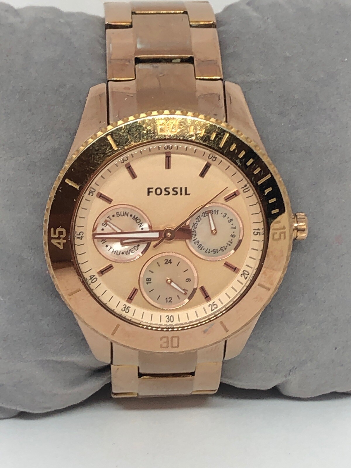 Fossil ES2859 Stella Women’s Stainless Steel Analog Rose Gold Dial Watch KG408