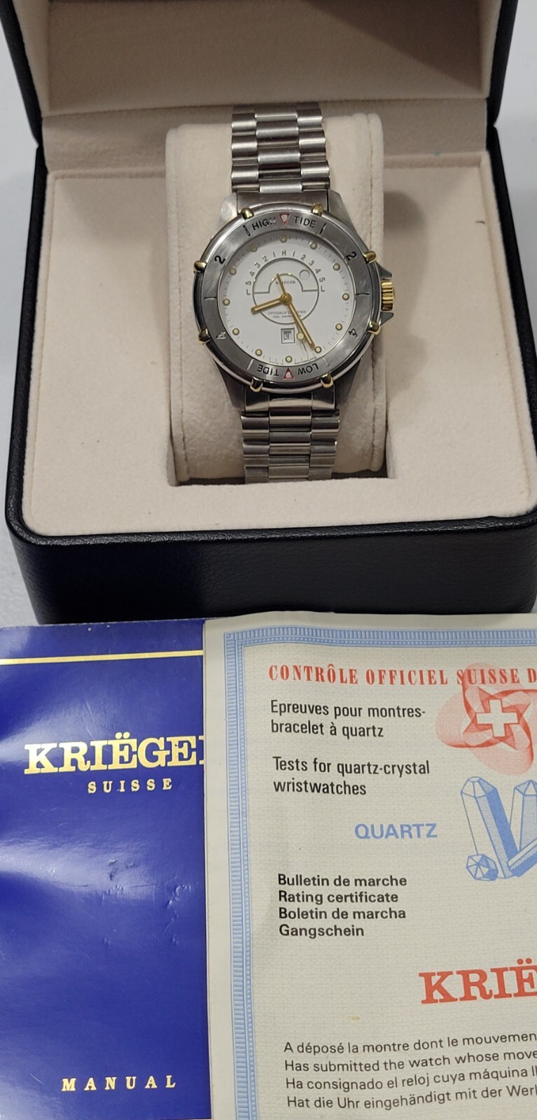 Krieger Tidal 36mm Chronometer 7 Jewels Swiss Quartz Men’s Watch Working