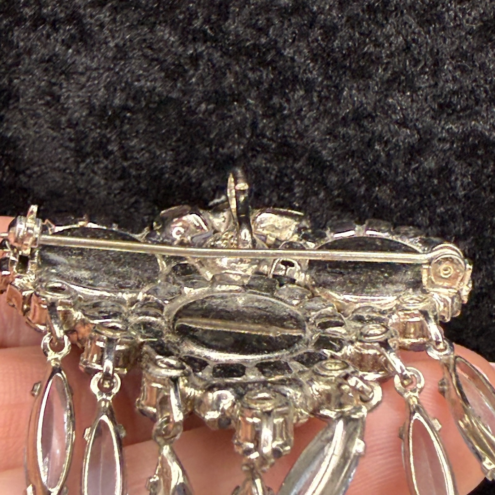 Vintage Juliana Brooch Blue Rivoli Stunning Chandelier Owl Eyes