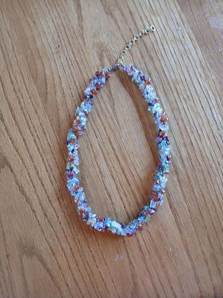 Glass Bead Twist Necklace Multicolor Handmade Artisan Barrel Clasp Statement 19”