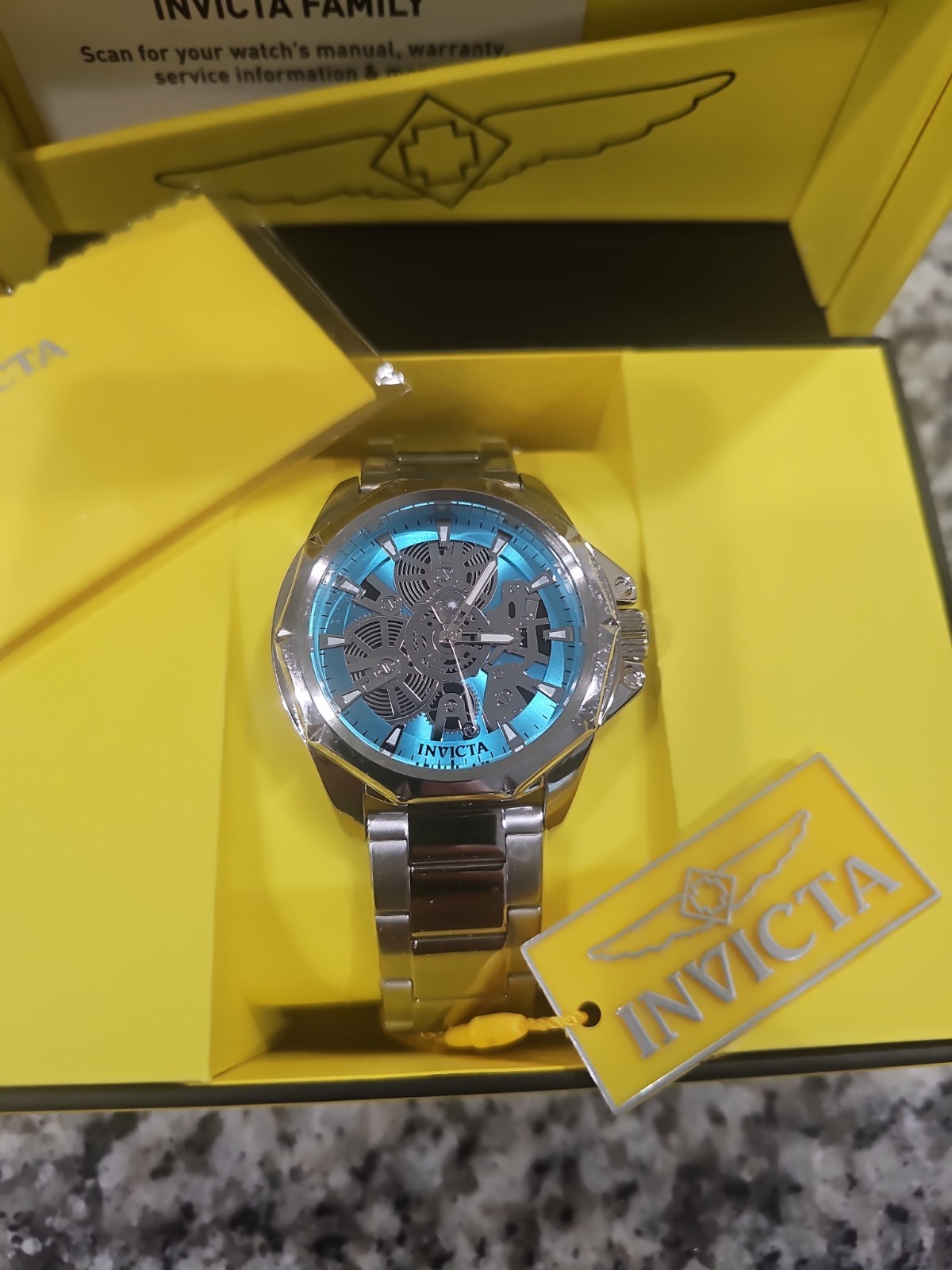 Retail 299.99! Invicta Auqa Objet D Art Men Watch w/ Skeleton Dial – 44mm. Steel