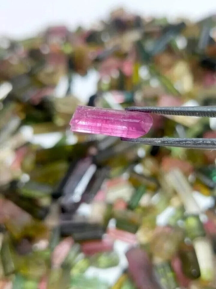 400 Ct Natural Bi-Color/Multicolor Tourmaline Pencil Rough Lot Loose Gemstone