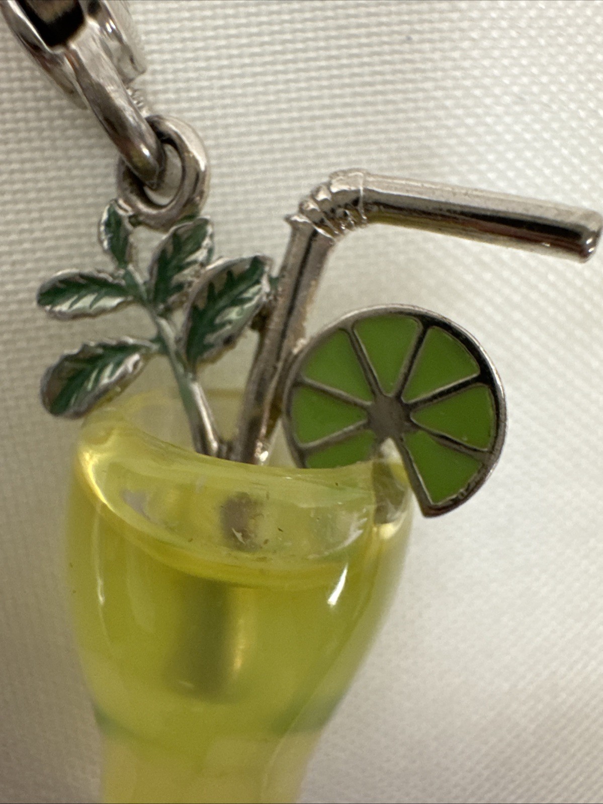 Juicy Couture Charm Lime Mojito Cocktail Glass With Straw Mint Silver Tone Clip