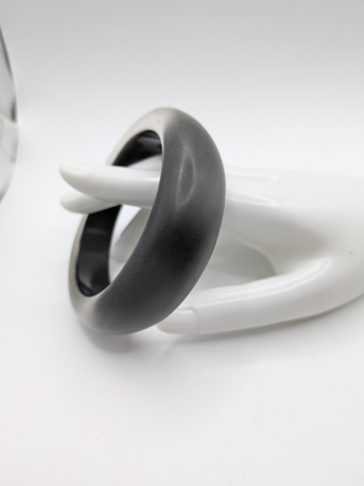 Lucite Bangle Bracelet Frosted Silver-Gray Tapered Semi Transparent Side View