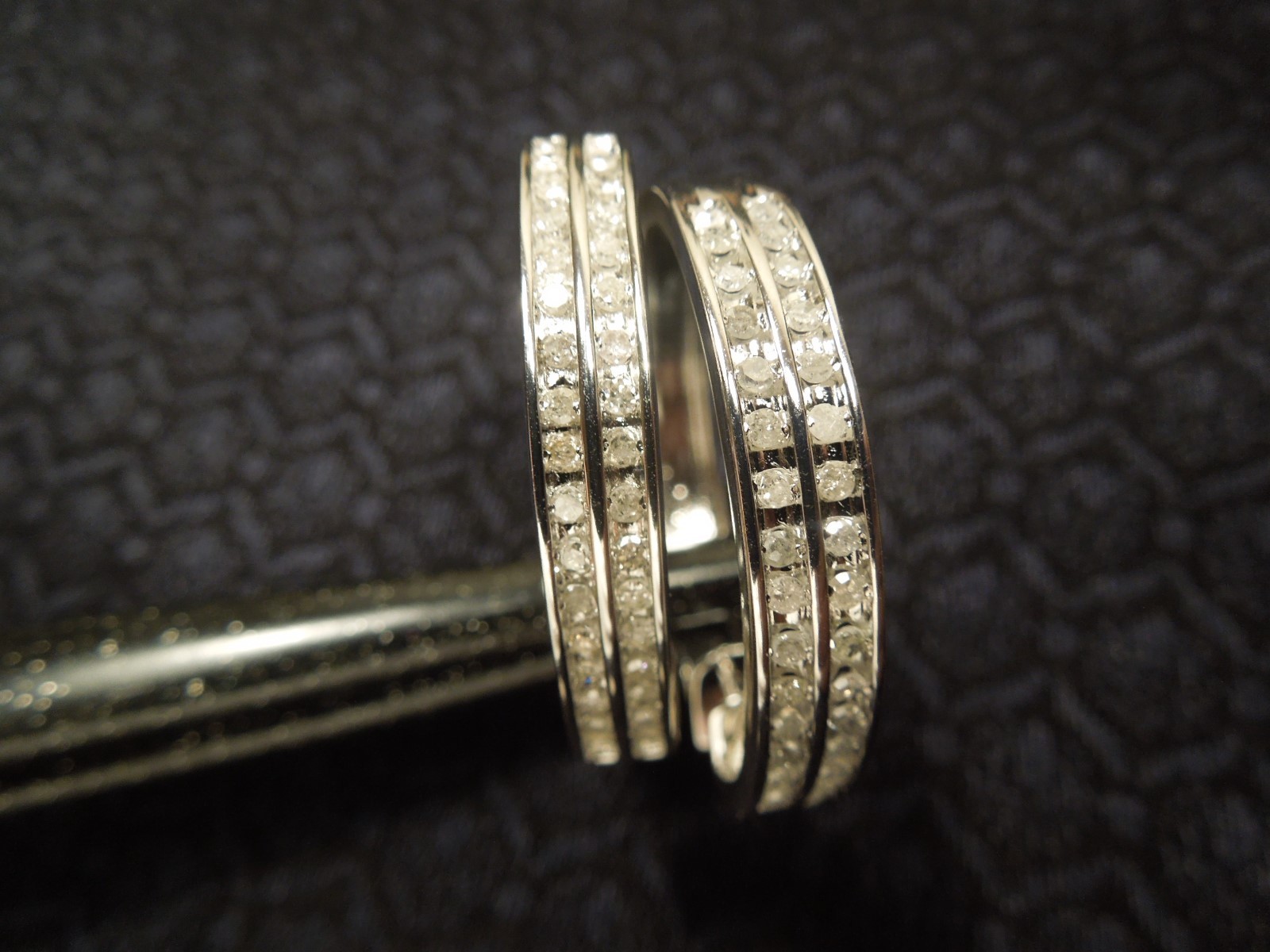 Large Sterling Silver & 1.00 tcw Diamond Hoop Earrings, NIB