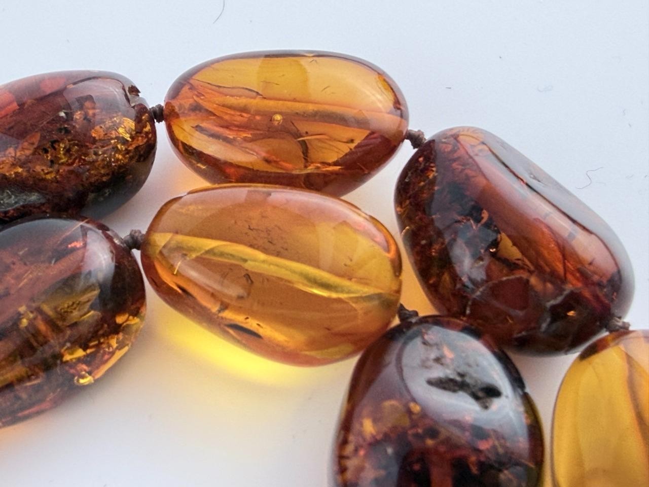 Vintage Freeform Shape Multi Mixed Amber Beaded Necklace 30 Inches Length 114g