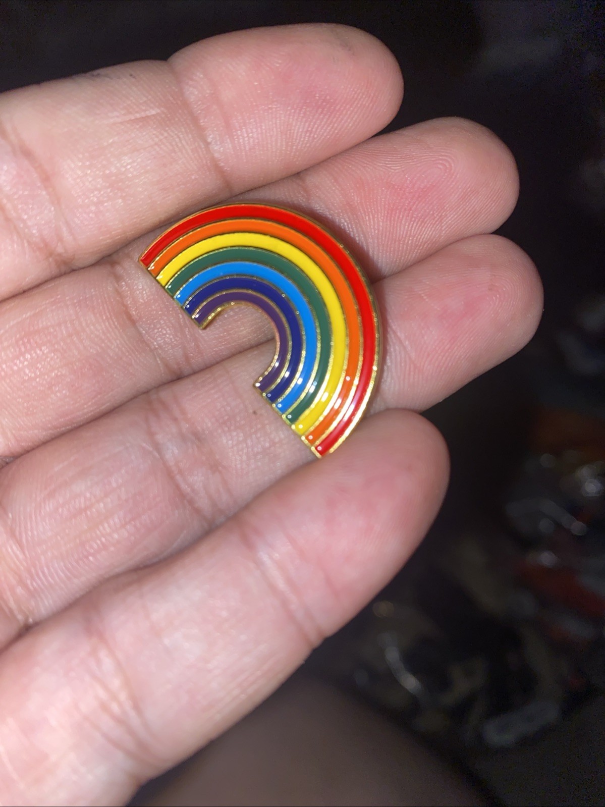 6 Pieces- 1” Enamel Rainbow Pin – Lapel, Purse, Backpack Pride Month Safety back