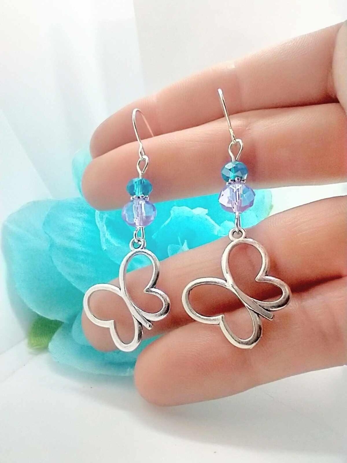 Nature Inspired Butterfly Charm Earrings, Unique Gift For Her, Whimsical Jewelry