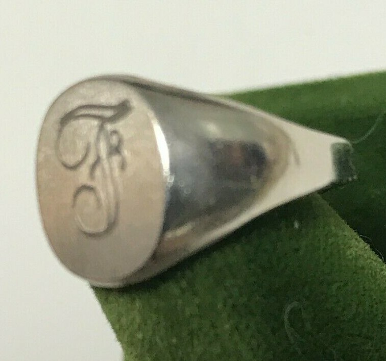 Vintage 10KT Gold Filled Stamped & Engraved Monogram F Ring Size 4 VARGAS Brand