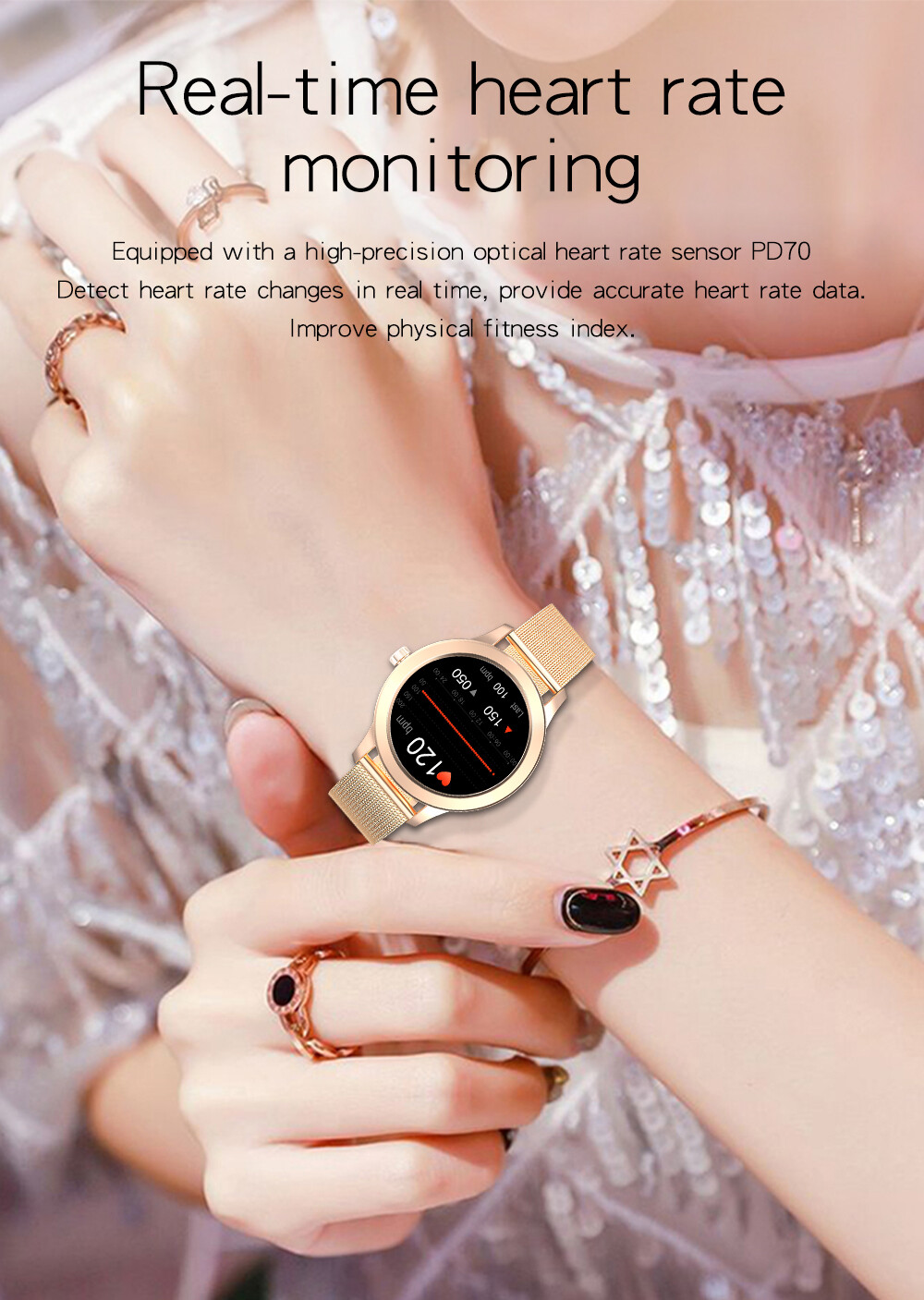 Women Girls Female Smartwatch Bluetooth Smart Watch Fitness Tracker Pedometer