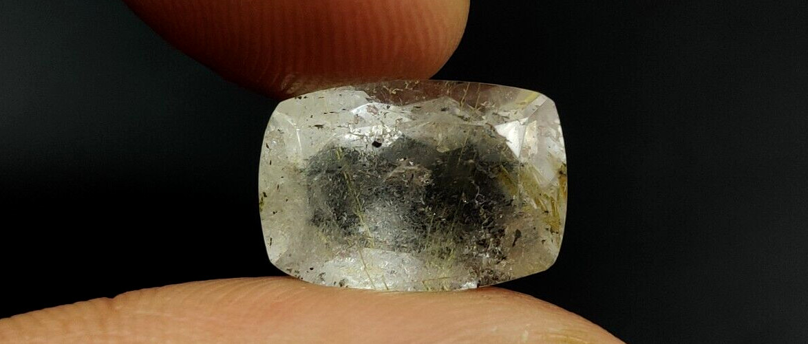Rutilated Quartz Loose Gemstone 14X9.7X7mm Cushion Faceted Cut W8