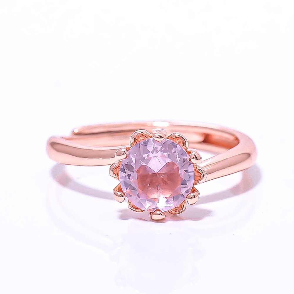 Rose Quartz Gemstone Rose Gold Plated Ring Adst (143)