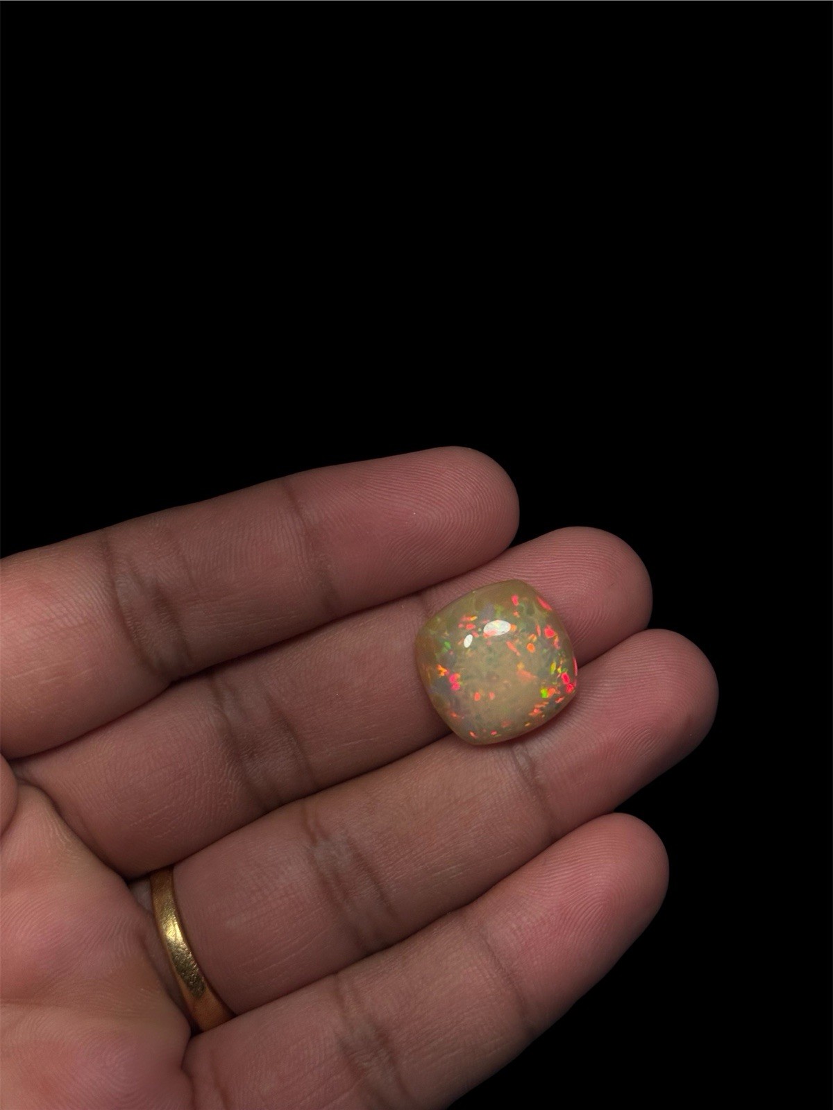 Natural Orange Opal 13.93 Ct Square Cabochon Play of Color 18.11×17.97mm IGTL