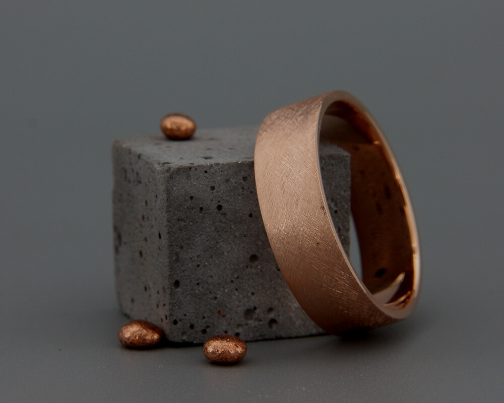 14K Rose Gold Rough Brushed Rustic Men Wedding Band | 3mm 4mm 5mm 6mm 7mm 8mm