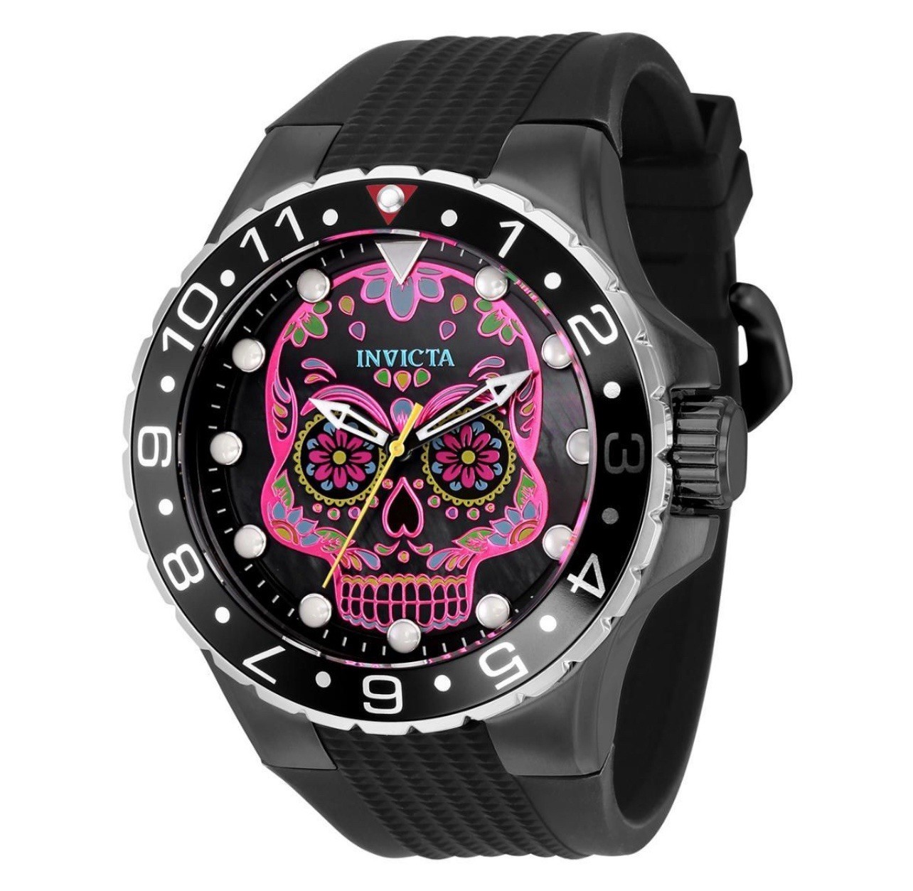 Invicta Men’s 50mm AVIATOR Dia De Los Muertos Quartz MOP Skull Dial Watch 36854