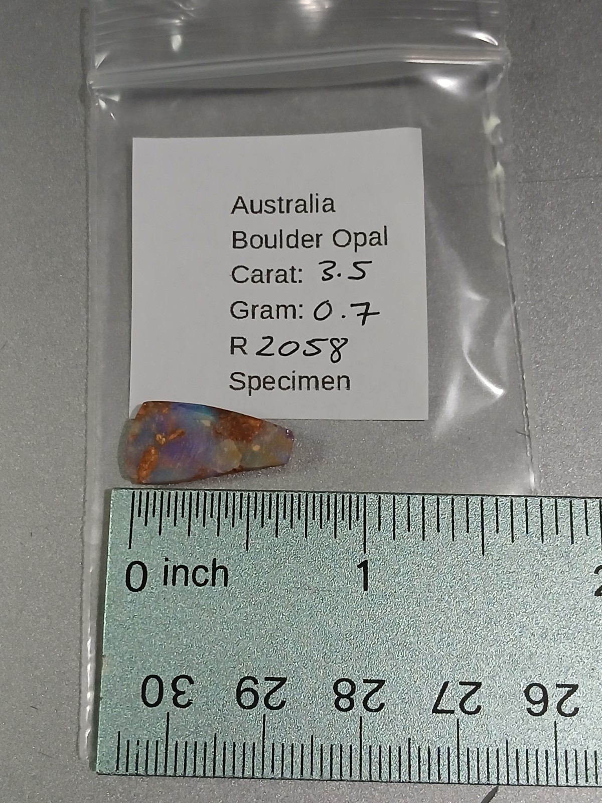 Australia Boulder Opal Unknown Field R2058 Specimen 3 Carat