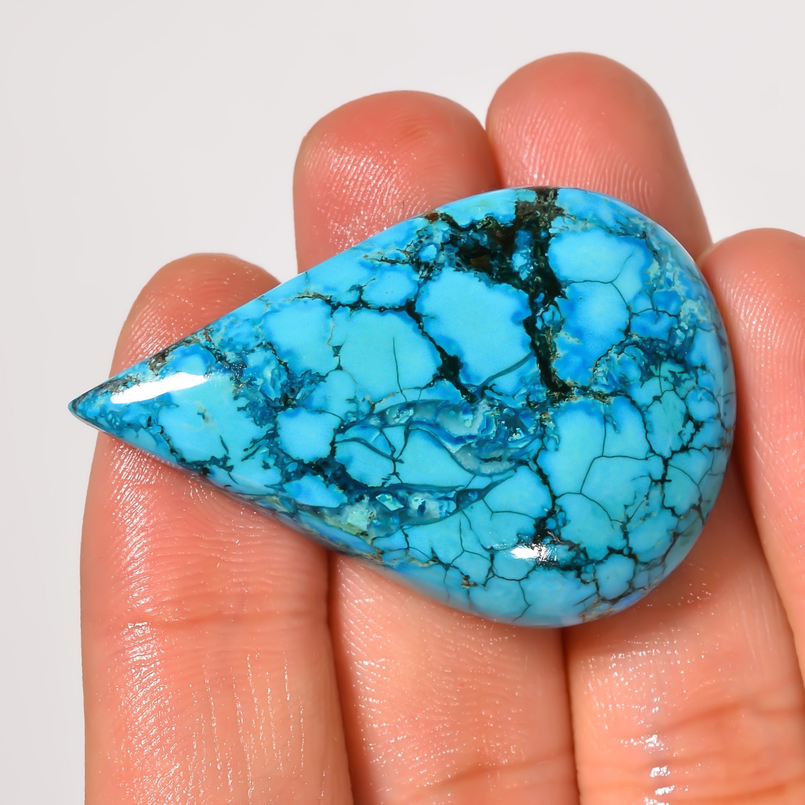 657 Cts. Natural DESIGNER TIBET TURQUOISE Pear Shape Cabochon Gemstone Lot~8Pcs~