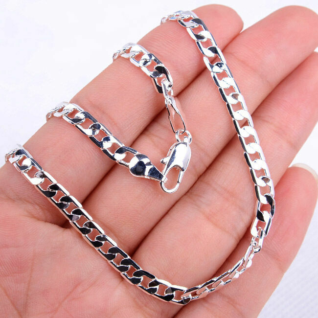 Solid 925 Sterling Silver 3.6mm wide 26 inch Cuban Curb Link Chain Necklace H70