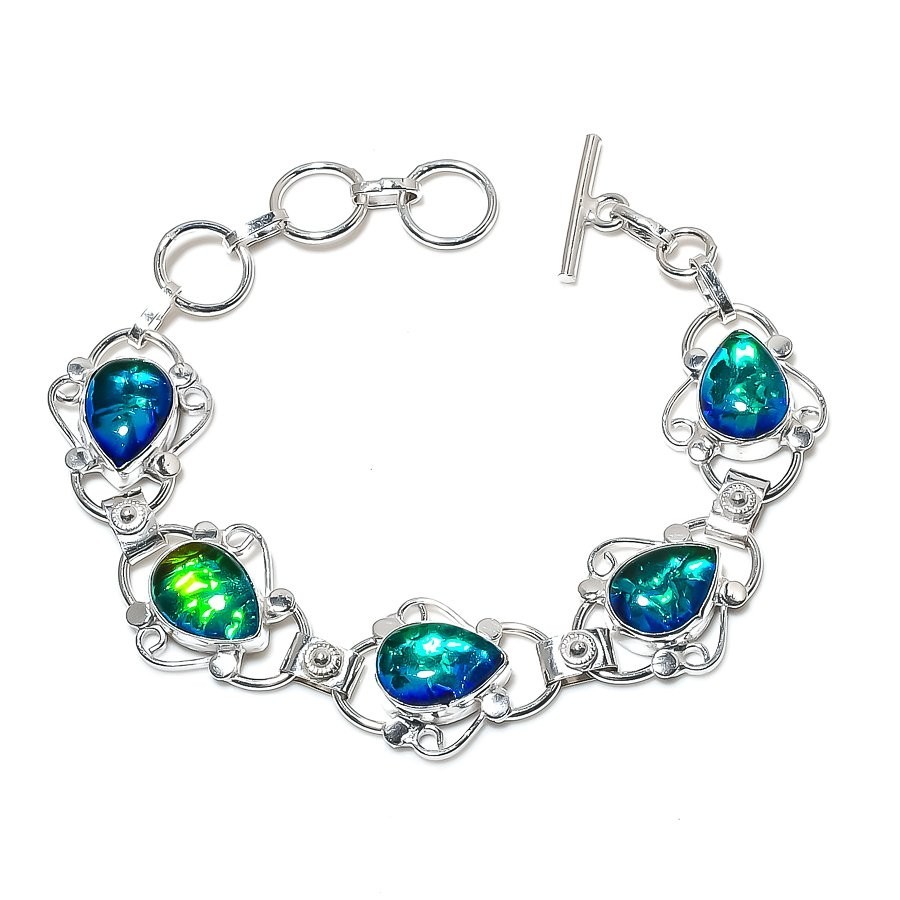 Triplet Opal Gemstone Handmade 925 Sterling Silver Jewelry Bracelet Size7-8″
