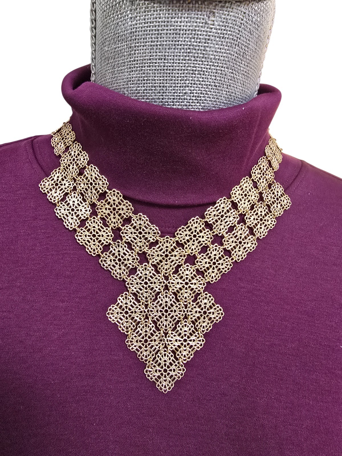 Anthropologie Women’s Dark Gold Metal Bromfield Bib Statement Necklace NWT
