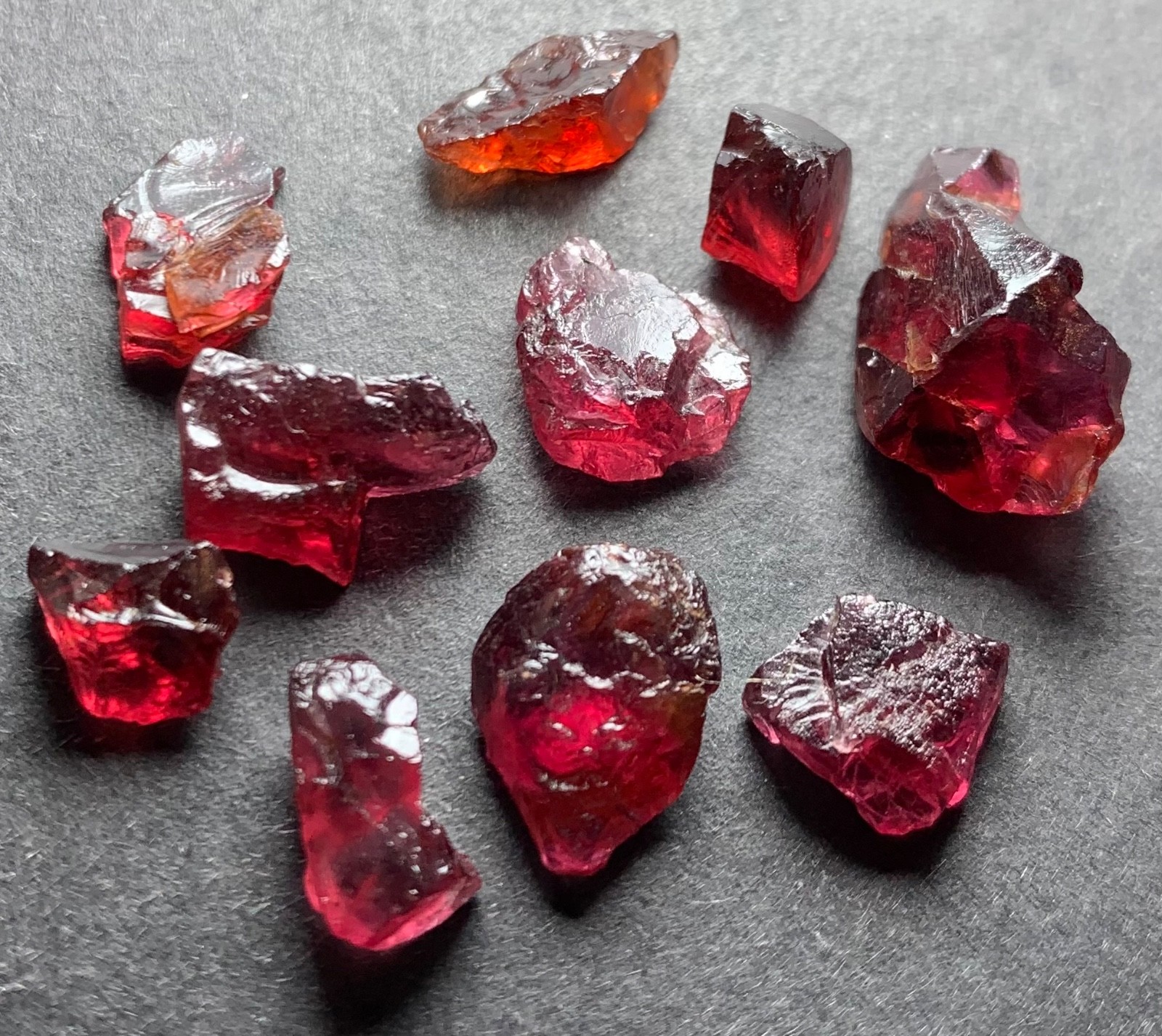 39 Carat Natural Rhodolite Garnet Rough Lot | 10 Pieces Raw Pink Red Garnet