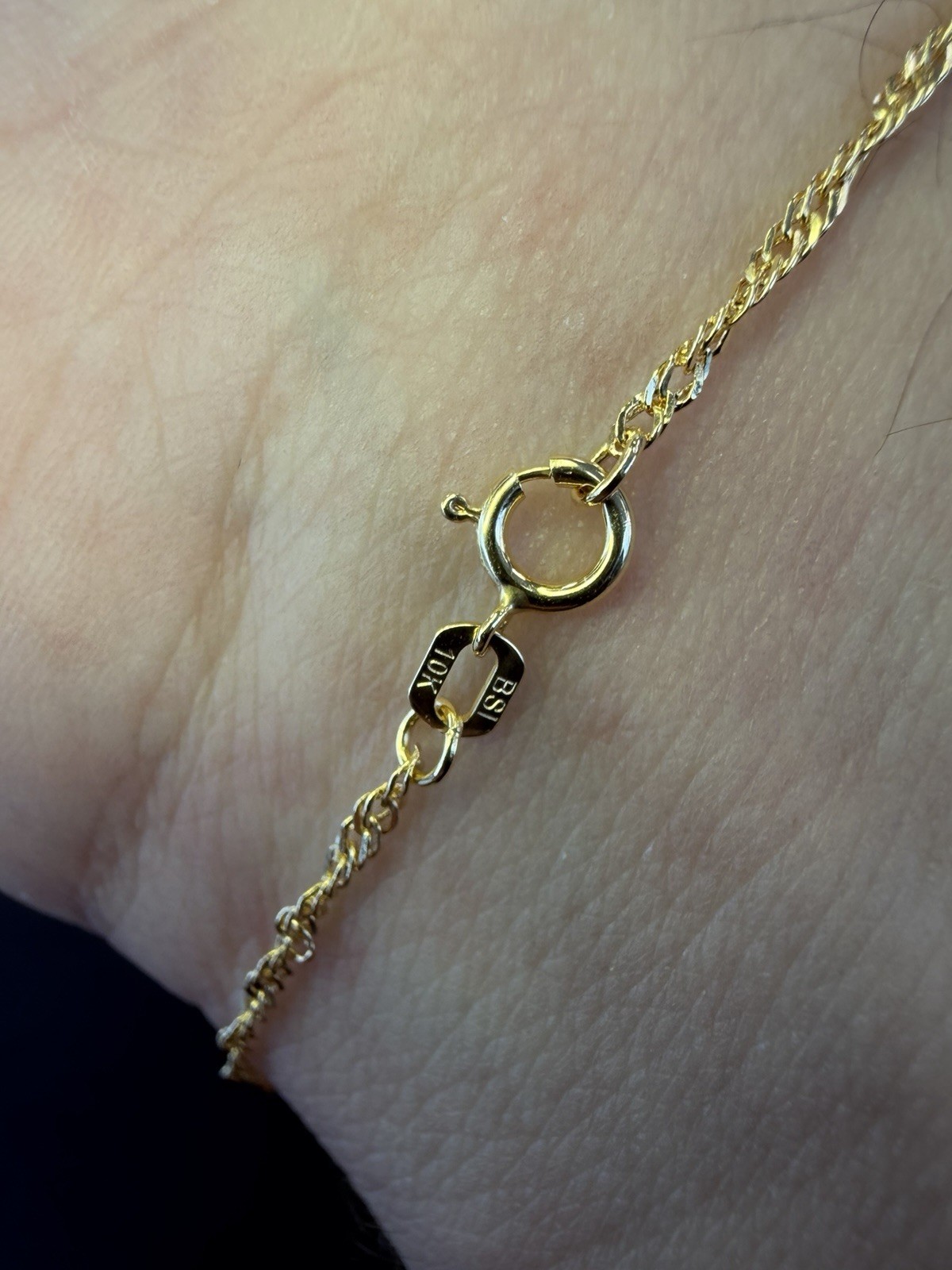 10K Solid Gold Twisted Singapore Chain Bracelet 7.5in 1.6mm Real Fine Jewelry