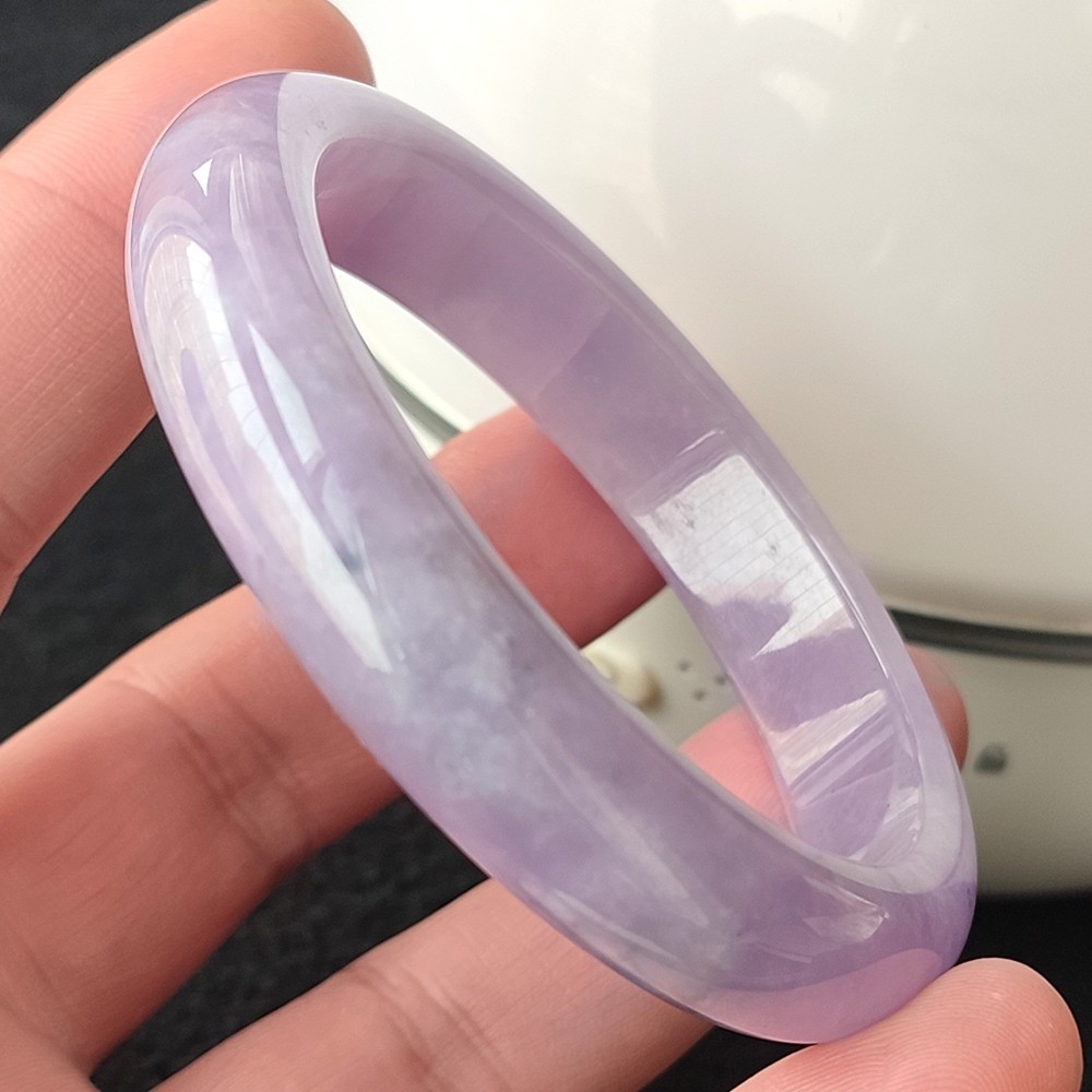 Certified Grade A Lavender 55mm Natural Burma Jade jadeite Bangle Bracelet