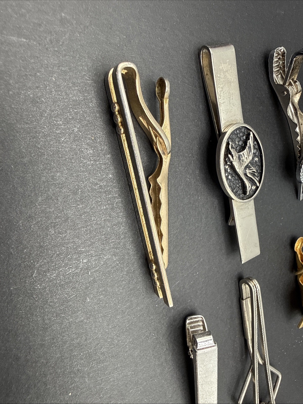 Lot Of Tie Clips And Other Vintage Clip Silver Gold Tone J4