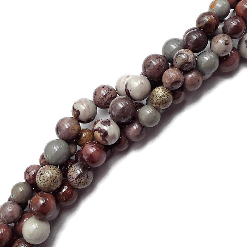 Chohua Coffee Bean Jasper Smooth Round Beads 6mm 8mm 10mm 12mm 15.5″ Strand