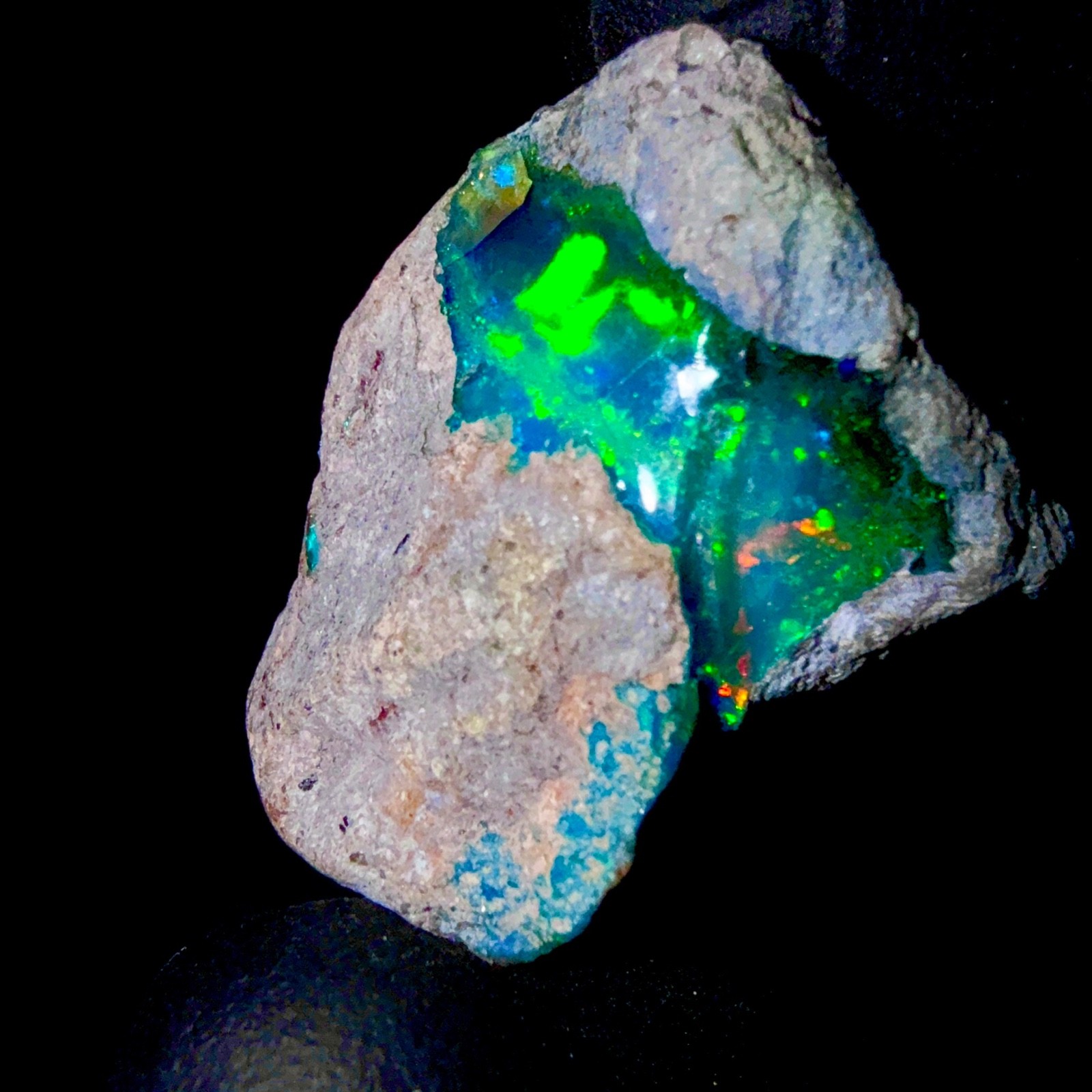 Ethiopian Fire Opal, dry opal rough, Natural Black opal gemstone 19.7Ct 24×15 mm