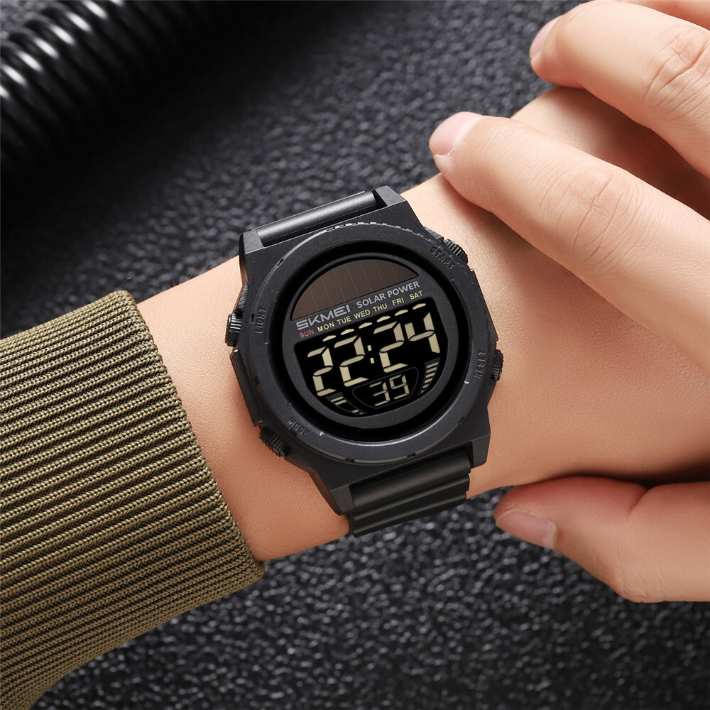 SKMEI Men Sport Watch Solar Power Wristwatch LED Boys Countdown Digital Watches