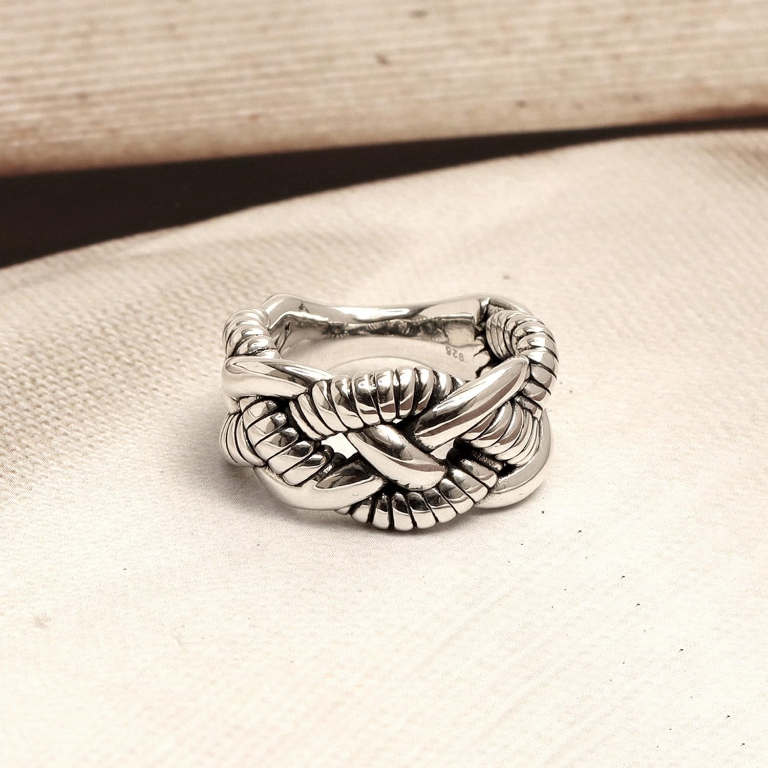 LeCalla 925 Sterling Silver Interwoven Twisted Roped Knot Rings for Women 7 No.