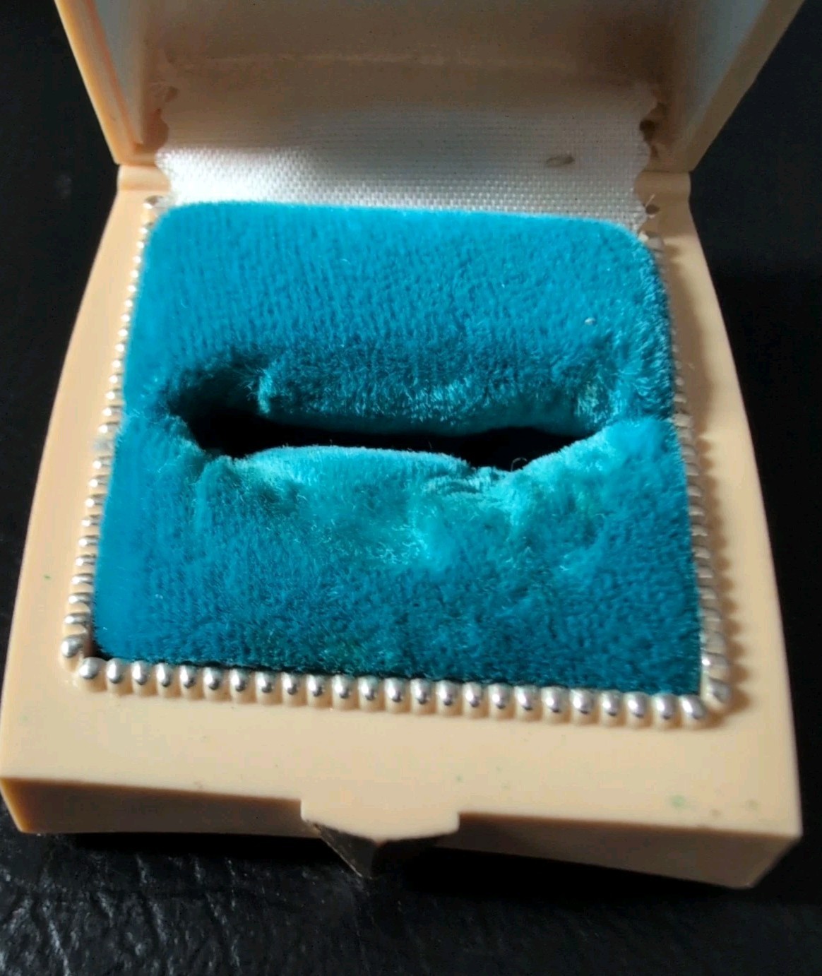 RARE Vintage Ring Display Presentation Box Celluloid with Blue Velvet by Rocket