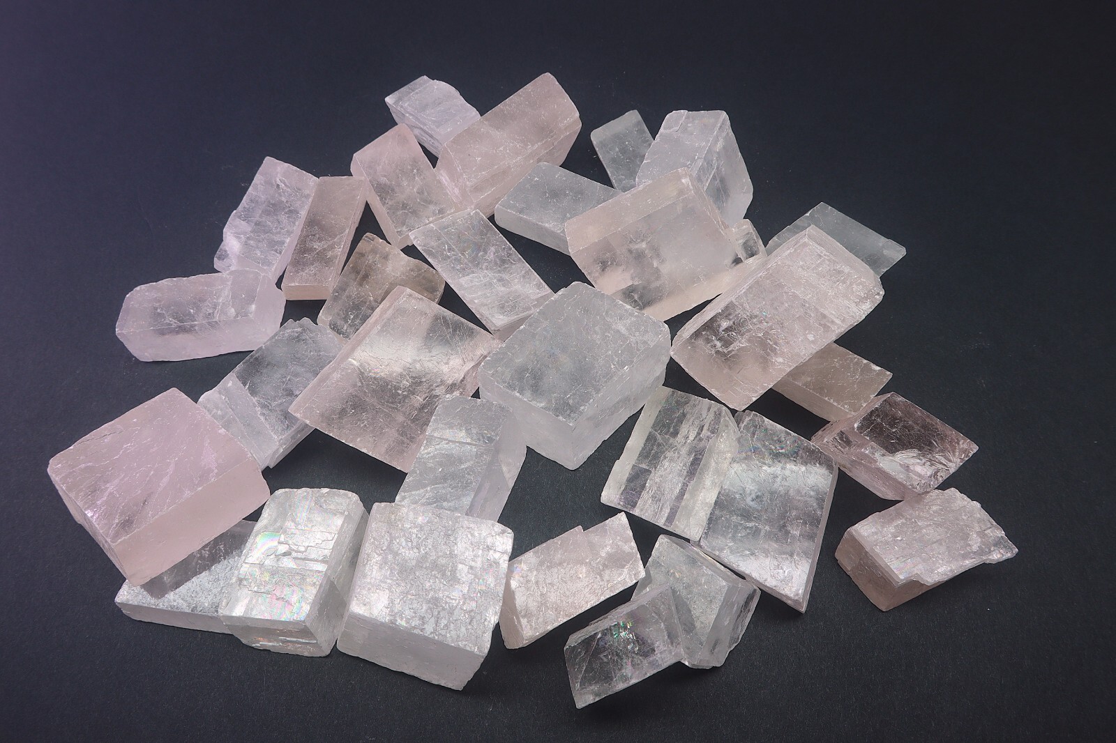 Pink & White Optical Calcite 1/2 Lb Rough Natural Small Rhombohedral Crystals