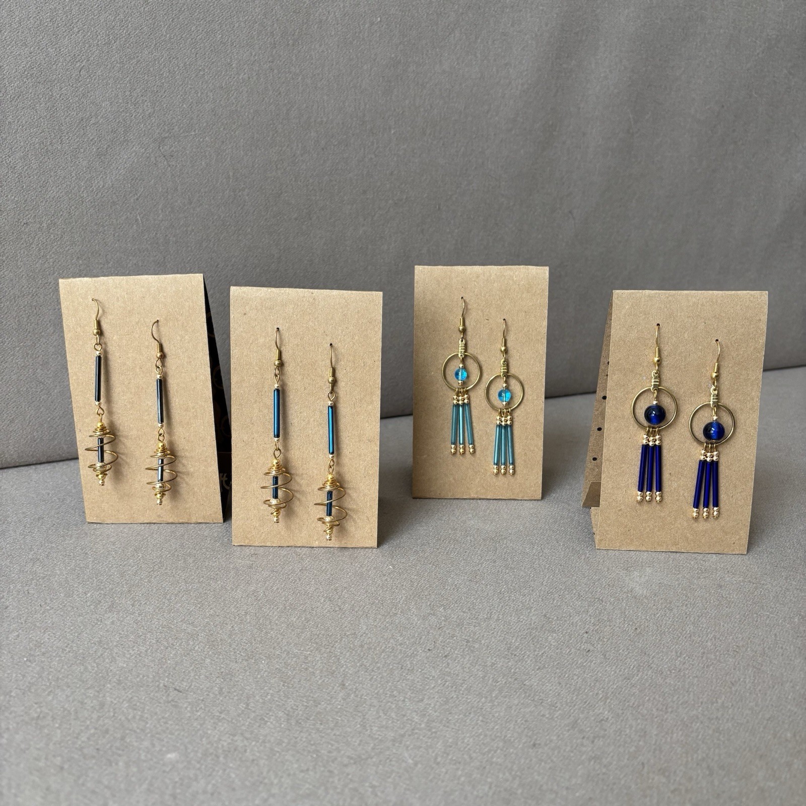 4 pair of Handmade Earrings Made With Glass Beads And Gold Plated Findings