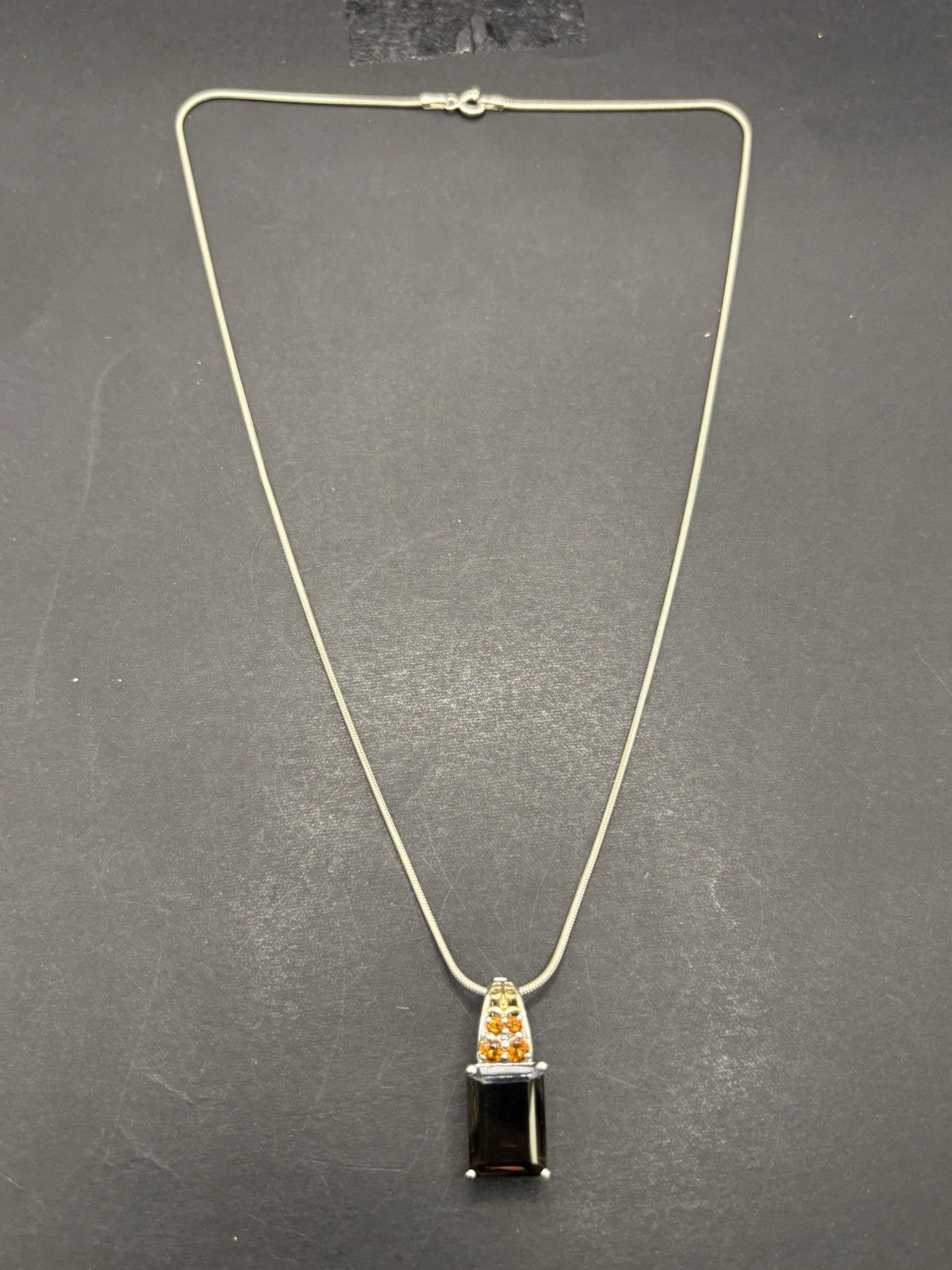 JTV 18″ STS Topaz Two Tone Sterling Silver Pendant Necklace 7 Grams H5