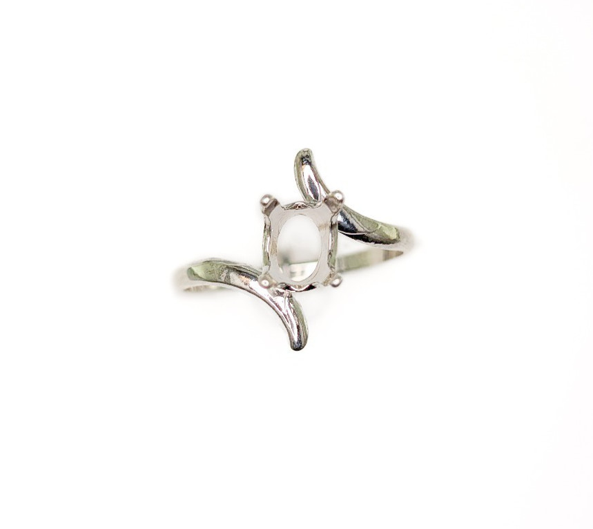 8 x 6 mm Oval Bypass Ring Setting Sterling Silver