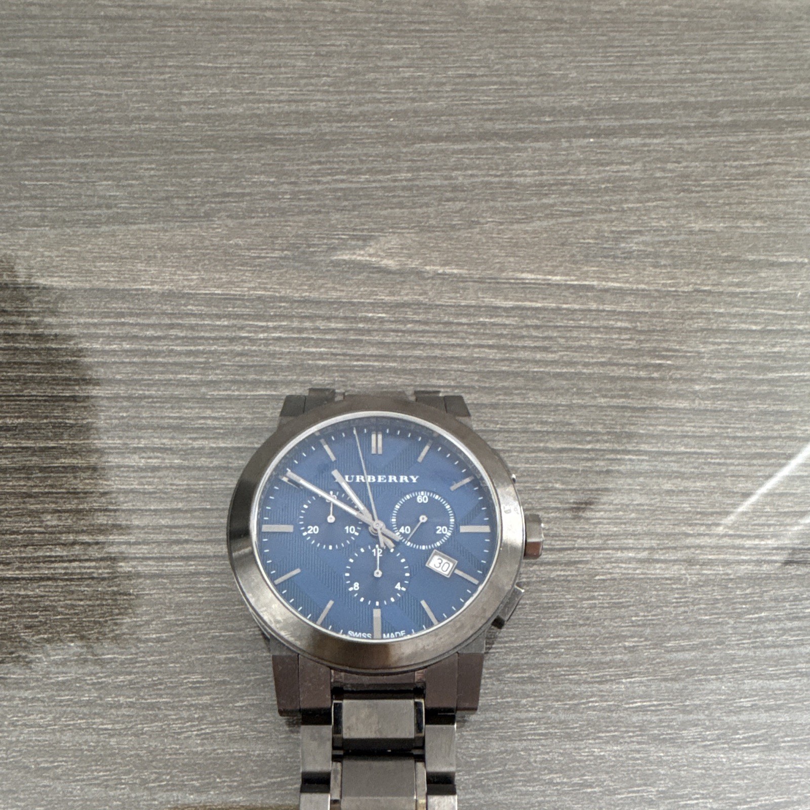Burberry BU9130 Chronograph Quartz 40mm Blue Dial Black SS Bracelet Date