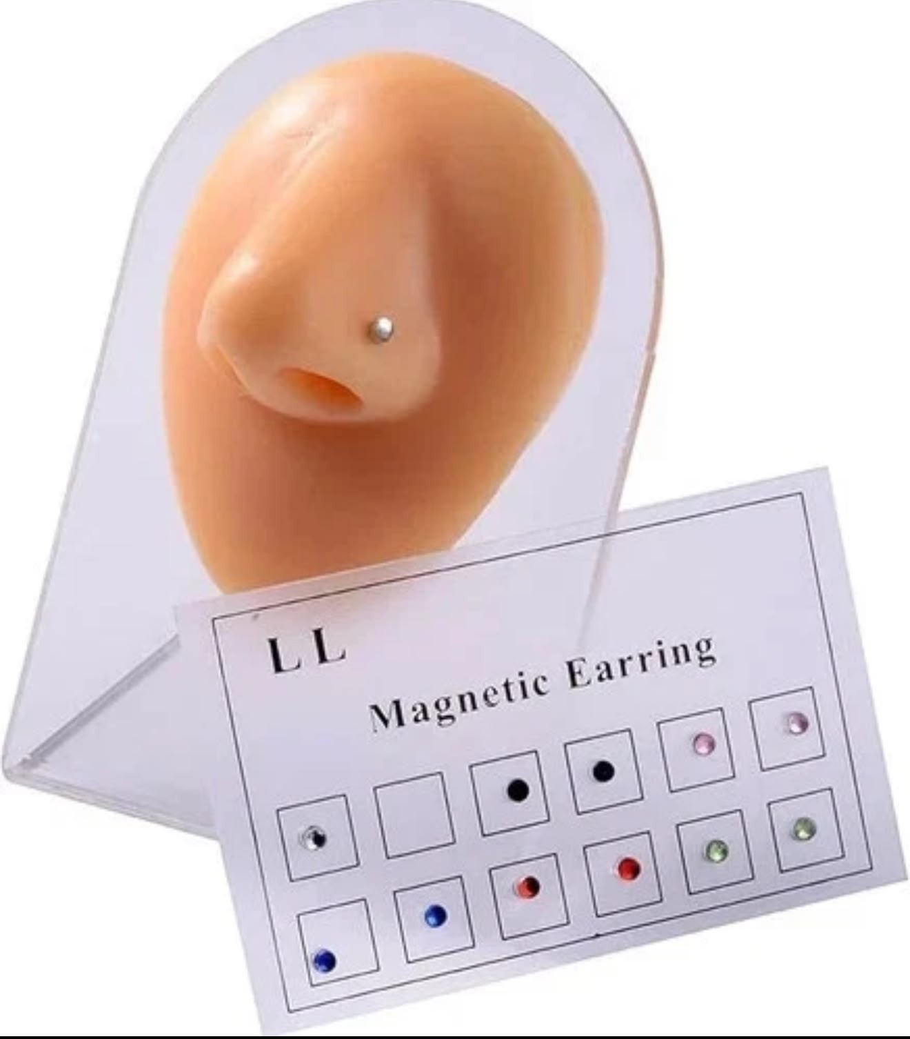 12PCS Magnetic Crystal Stud Earrings Stainless Steel Non Piercing Nose Lip 3mm