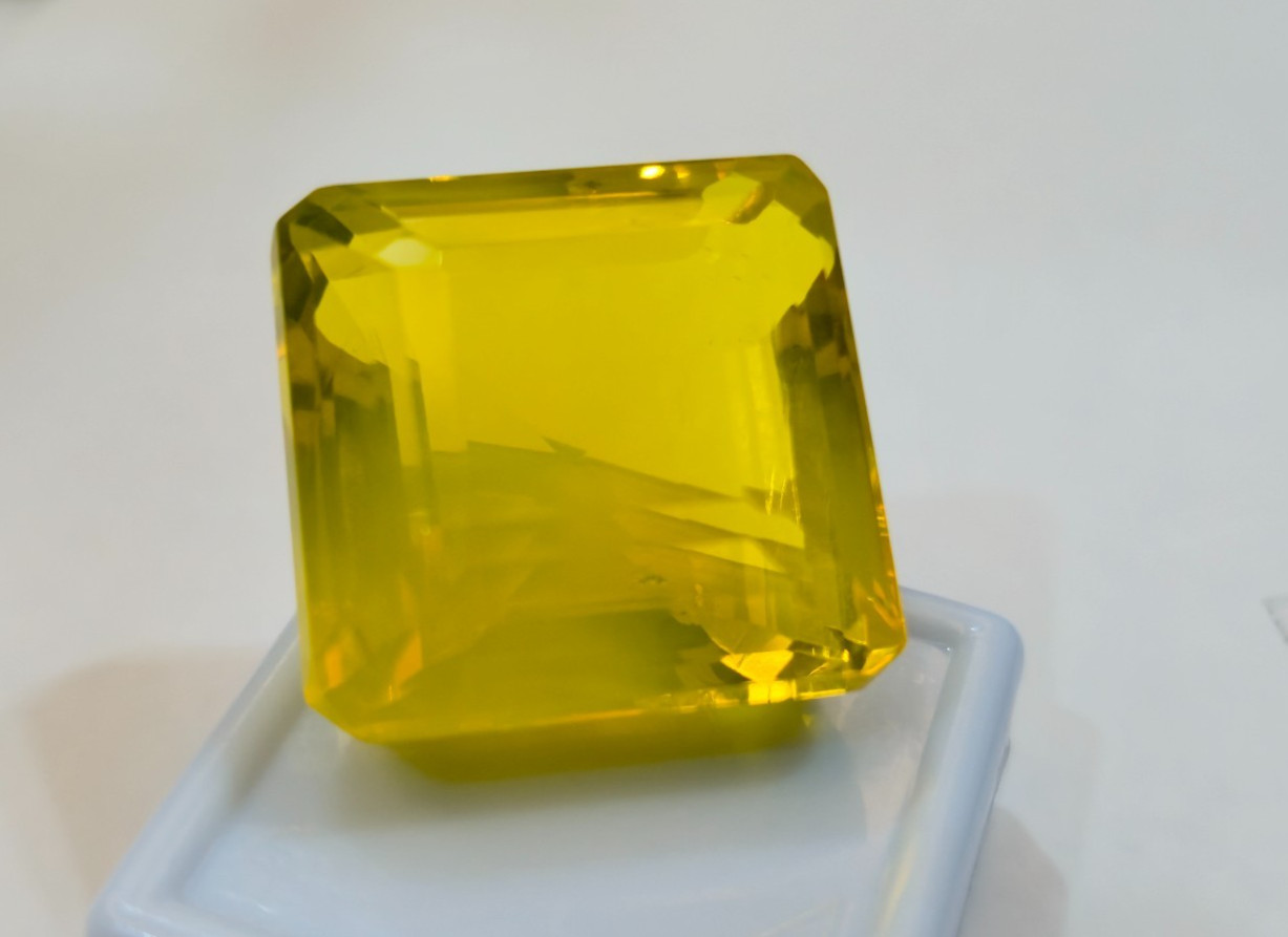 Yellow Opal Asscher Cut 58-60 Ct Certified Natural Loose Gemstone SB1380