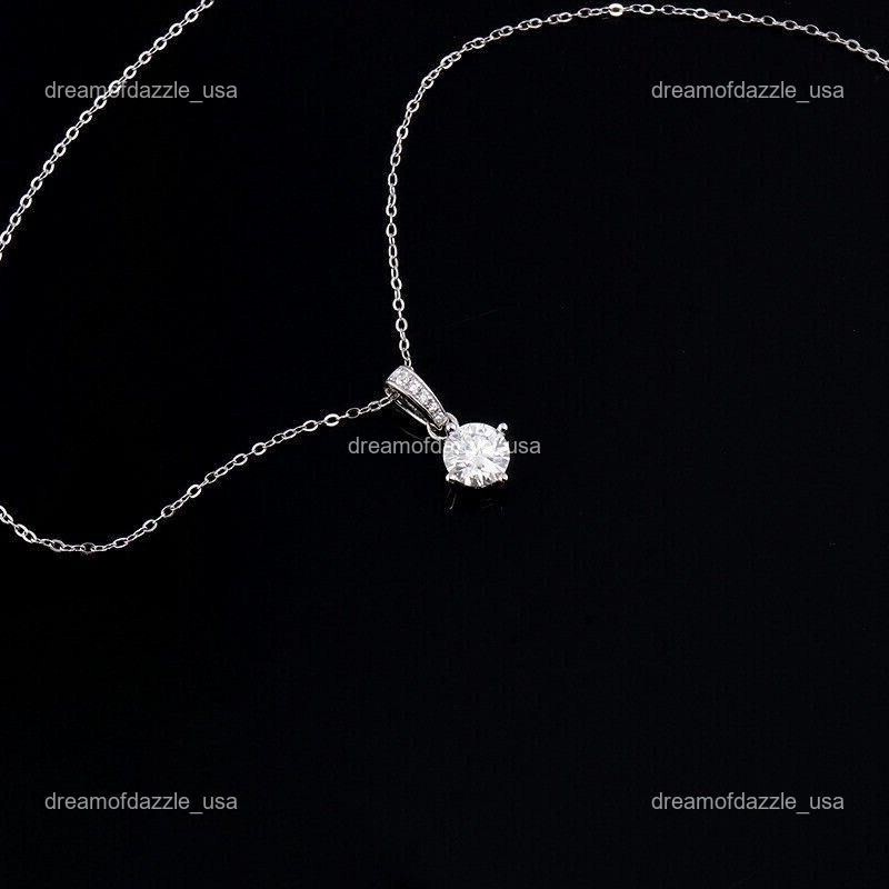 Mothers day Sale 14K White Gold Brilliant Cut Diamond New Chain Necklace Jewelry