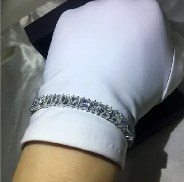 15Ct Princess Cut VVS1/D Diamond One Row Tennis Bracelet 18K White Gold Finish