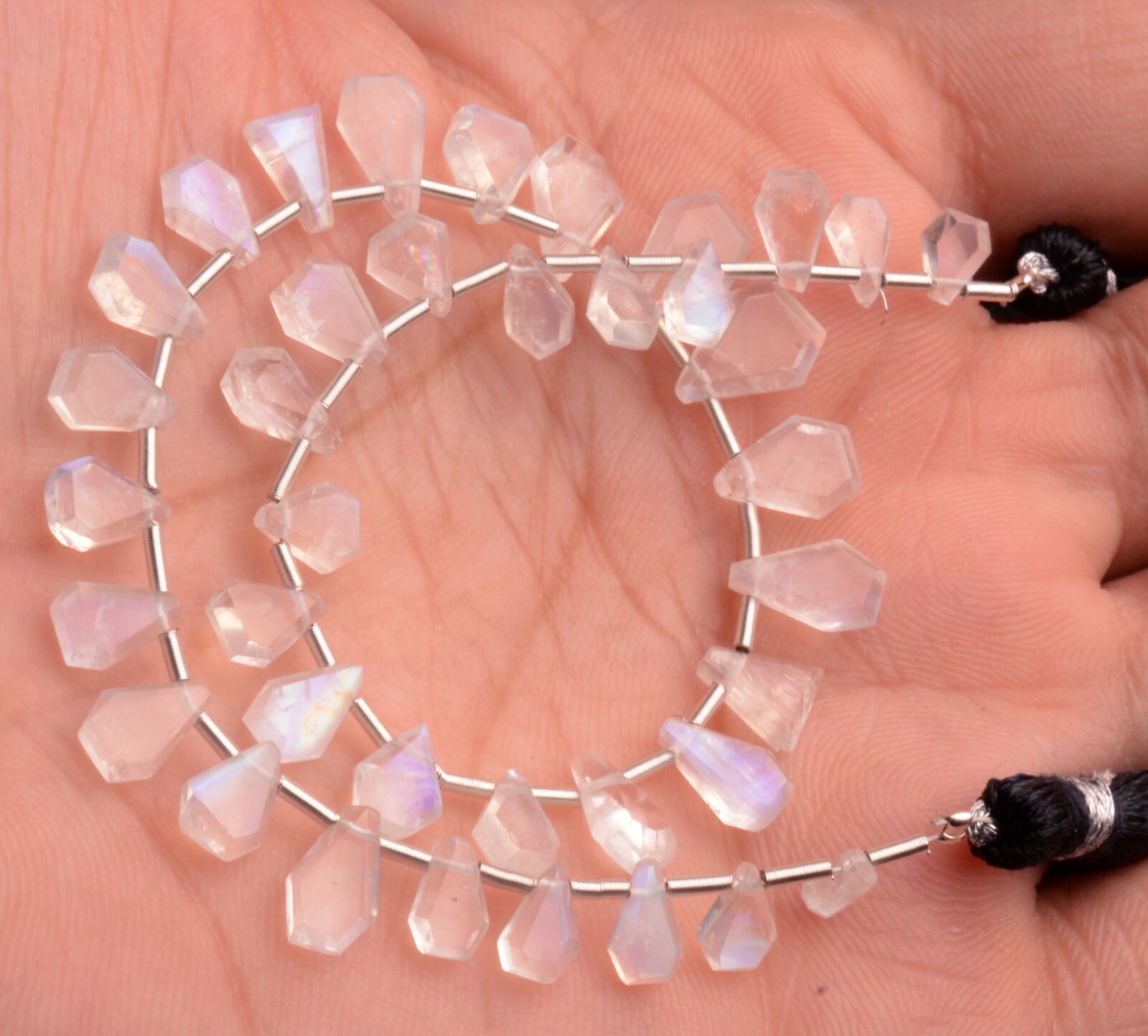 Blue Fire Rainbow Moonstone 5 to 8 mm Size Jewelry Making Beads 9″ Strand
